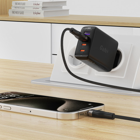 
USB-A - USB-C 3A laidas su magnetiniu organizatoriumi 1,2 m - juodas
