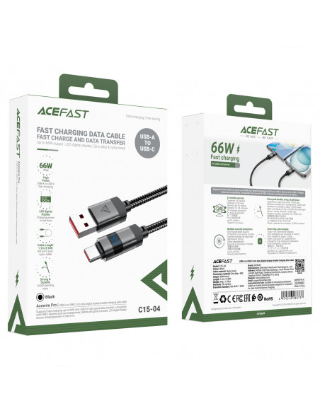 
USB-A - USB-C laidas su ekranu 480Mb/ s 66W 1.2m - juodas
