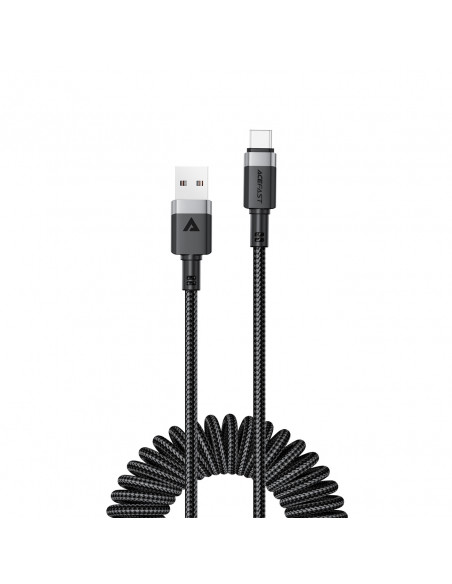 
Spiralinis kabelis USB-A - USB-C 480Mb/ s 3A 1.2m - juodas
