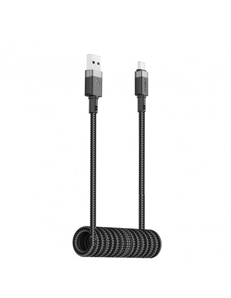 
Spiralinis kabelis USB-A - USB-C 480Mb/ s 3A 1.2m - juodas
