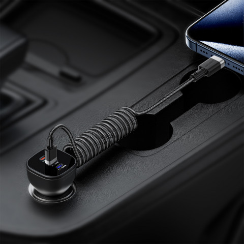 
Spiralinis kabelis USB-A - USB-C 480Mb/ s 3A 1.2m - juodas
