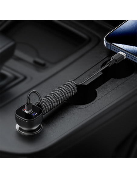 
Spiralinis kabelis USB-A - USB-C 480Mb/ s 3A 1.2m - juodas
