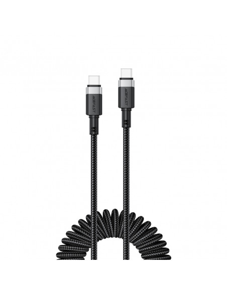 
USB-C spiralinis kabelis - USB-C 480Mb/ s 3A 1.2m - juodas
