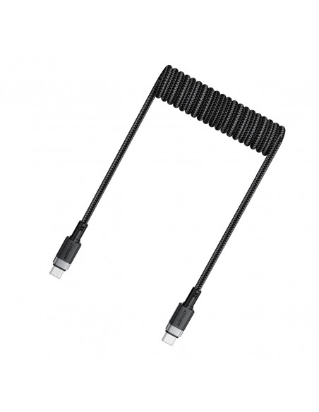 
USB-C spiralinis kabelis - USB-C 480Mb/ s 3A 1.2m - juodas
