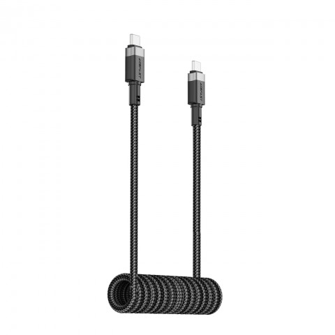 
USB-C spiralinis kabelis - USB-C 480Mb/ s 3A 1.2m - juodas
