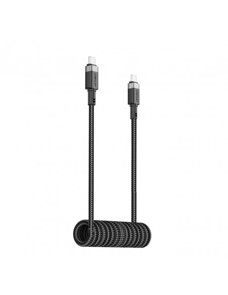 
USB-C spiralinis kabelis - USB-C 480Mb/ s 3A 1.2m - juodas
