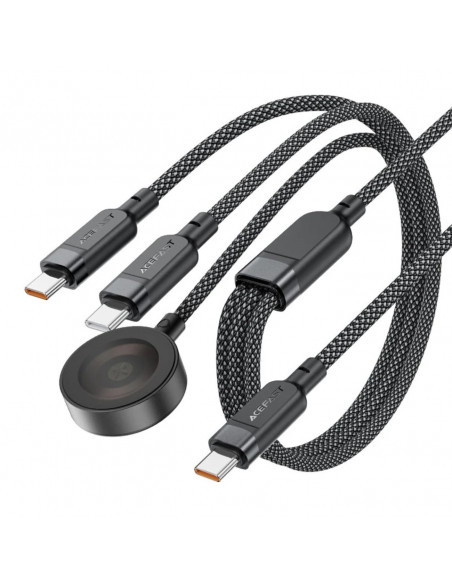 
3in1 laidas USB-C - 2x USB-C / Apple Watch Qi įkroviklis 480Mb/ s 100W 1.2m - juodas
