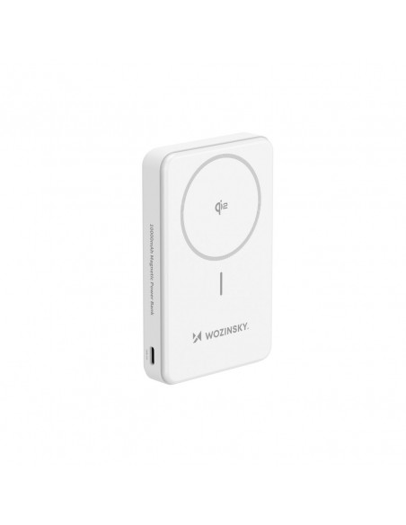 
Qi2 10000mAh magnetinė išorinė baterija su USB-A USB-C 22.5W PD stovu – balta
