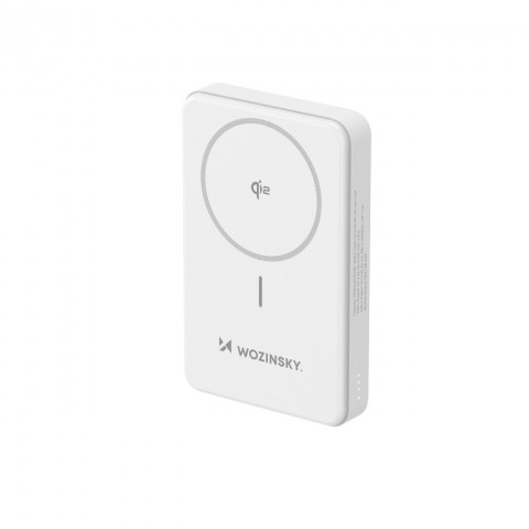 
Qi2 10000mAh magnetinė išorinė baterija su USB-A USB-C 22.5W PD stovu – balta
