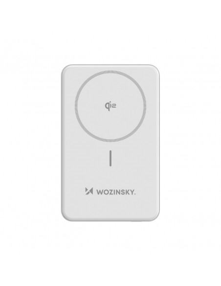 
Qi2 10000mAh magnetinė išorinė baterija su USB-A USB-C 22.5W PD stovu – balta
