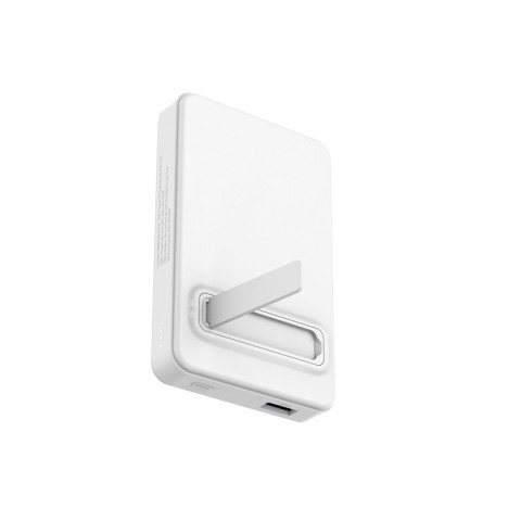 
Qi2 10000mAh magnetinė išorinė baterija su USB-A USB-C 22.5W PD stovu – balta
