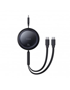 
USB-C ištraukiamas laidas - 2 x USB-C „Bright Mirror“ serijos 100 W 1 m - juodas
