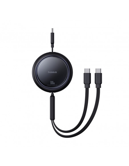 
USB-C ištraukiamas laidas - 2 x USB-C „Bright Mirror“ serijos 100 W 1 m - juodas
