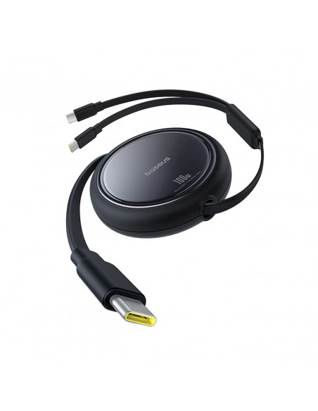 
USB-C ištraukiamas laidas - 2 x USB-C „Bright Mirror“ serijos 100 W 1 m - juodas
