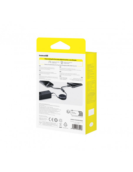 
USB-C ištraukiamas laidas - 2 x USB-C „Bright Mirror“ serijos 100 W 1 m - juodas
