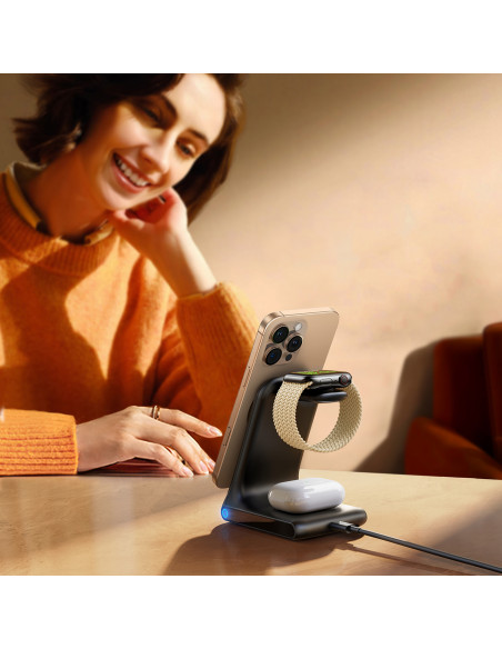 
3in1 belaidis įkroviklis su „MagSafe“ – juodas
