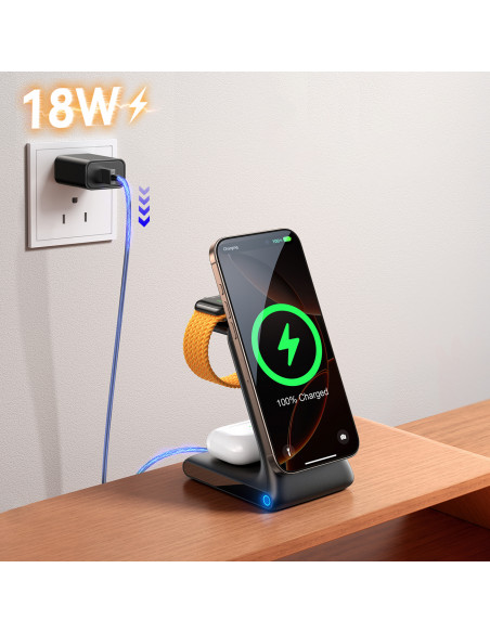 
3in1 belaidis įkroviklis su „MagSafe“ – juodas
