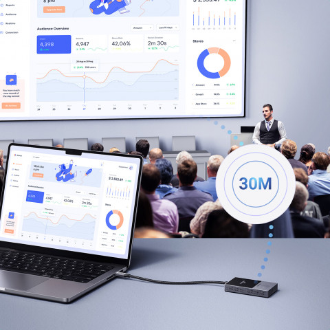 
HDMI belaidis siųstuvas ir imtuvas iki 30 m - juodos ir sidabrinės spalvos
