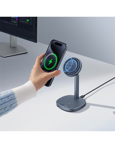 
2 viename „Orbit 2 Pro MagSafe Qi2“ 20 W belaidis įkroviklis su aušinimu – pilkas
