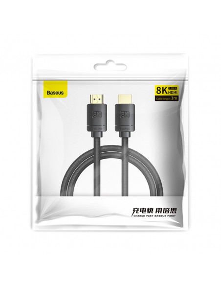 
HDMI didelės raiškos 8K vaizdo kabelis, 1 m, juodas
