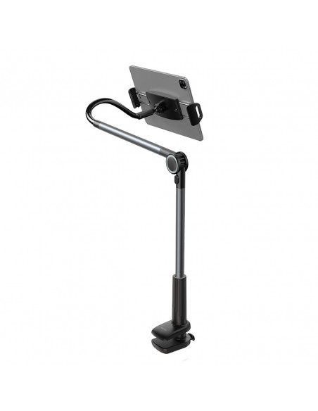 
Otaku telefono laikiklis, reguliuojamas besisukantis planšetinis kompiuteris, tvirtinamas prie stalo - pilkas
