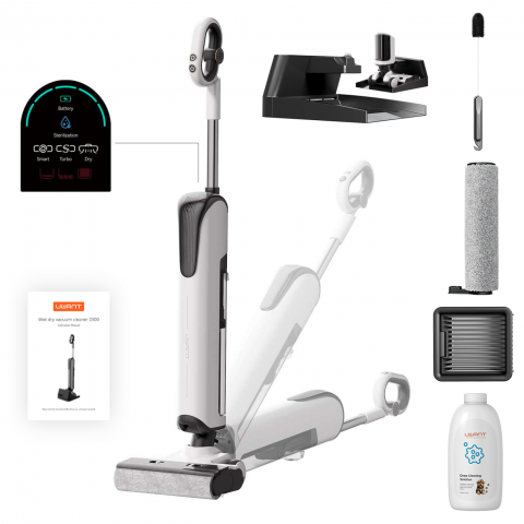 
UWANT D100 17000Pa vertikalus dulkių siurblys su šluostymo funkcija ir įkrovimo stotele – baltas
