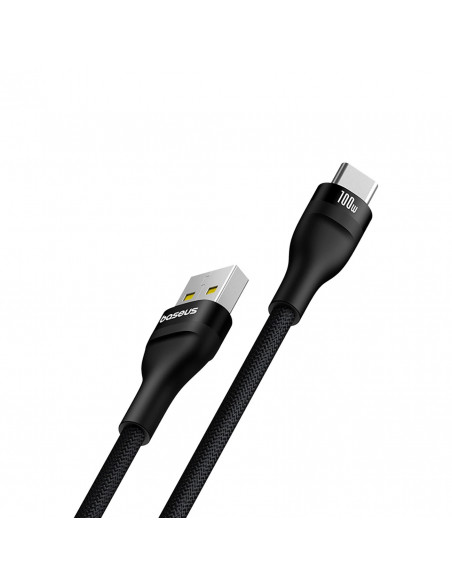 
„Flash 2“ USB-A - USB-C 100 W 1 m patvarus kabelis – juodas
