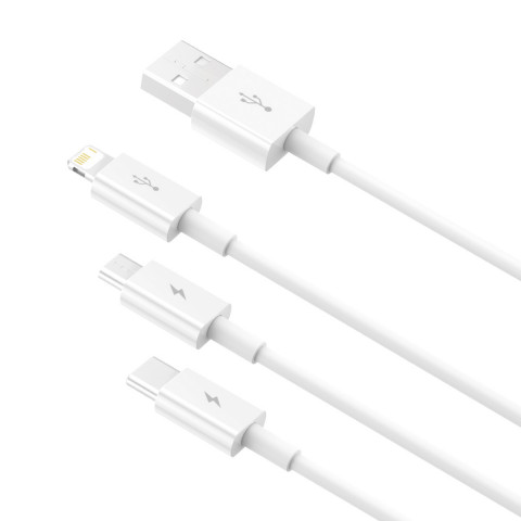 
3in1 laidas „Superior Series USB-A“ – „USB-C“ / „iPhone Lightning“ / „micro USB 3.5A“ 0,5 m – baltas
