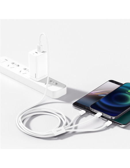 
3in1 laidas „Superior Series USB-A“ – „USB-C“ / „iPhone Lightning“ / „micro USB 3.5A“ 0,5 m – baltas
