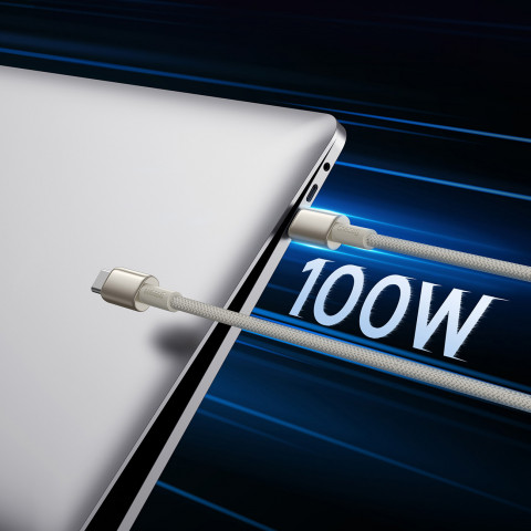 
Volframo aukso USB-C 100W 2m kabelis – auksinis
