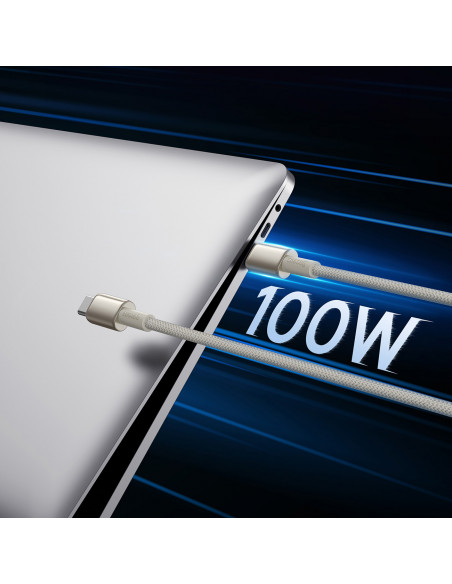 
Volframo aukso USB-C 100W 2m kabelis – auksinis
