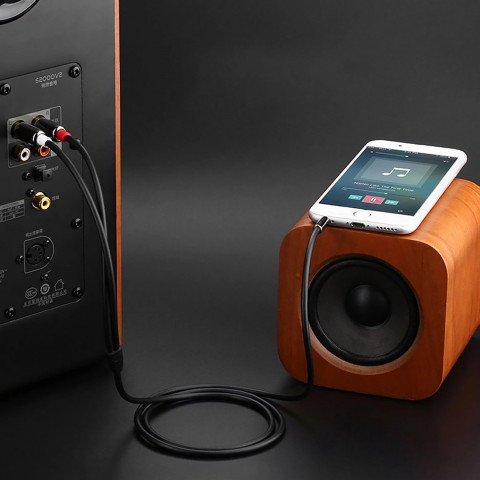 
Garso kabelis su mini lizdu (kištukas) - 2RCA (kištukas) 1 m - juodas
