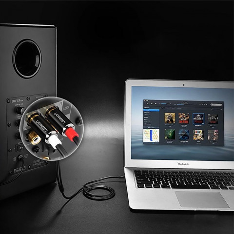 
Garso kabelis su mini lizdu (kištukas) - 2RCA (kištukas) 1 m - juodas
