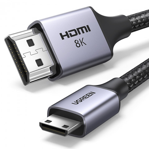 
Mini HDMI kabelis - HDMI 2.1 8K 1 m - pilkas
