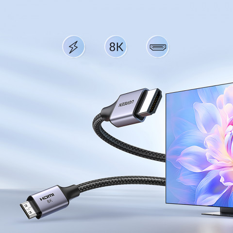 
Mini HDMI kabelis - HDMI 2.1 8K 1 m - pilkas
