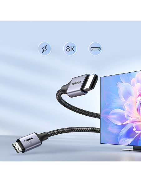 
Mini HDMI kabelis - HDMI 2.1 8K 1 m - pilkas
