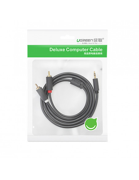 
Garso kabelis 3,5 mm mini lizdas (kištukas) - 2RCA (kištukas) 1 m - pilkas
