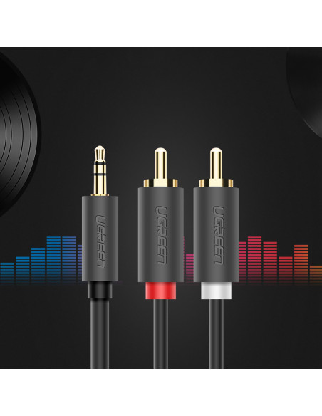 
Garso kabelis 3,5 mm mini lizdas (kištukas) - 2RCA (kištukas) 1 m - pilkas
