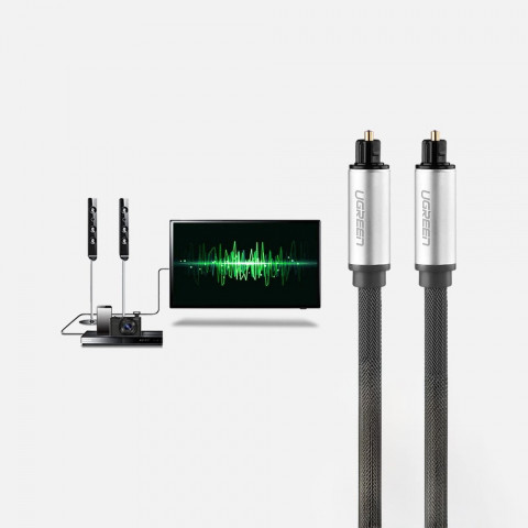 
„Toslink SPDIF“ optinio pluošto garso kabelis, 1 m, pilkas
