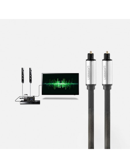 
„Toslink SPDIF“ optinio pluošto garso kabelis, 1 m, pilkas
