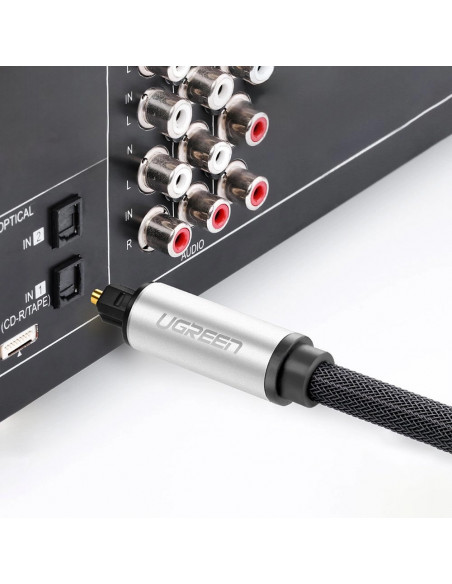 
„Toslink SPDIF“ optinio pluošto garso kabelis, 1 m, pilkas
