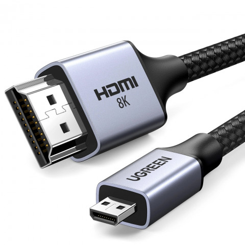 
Mikro HDMI kabelis - HDMI 2.1 8K 1 m - pilkas
