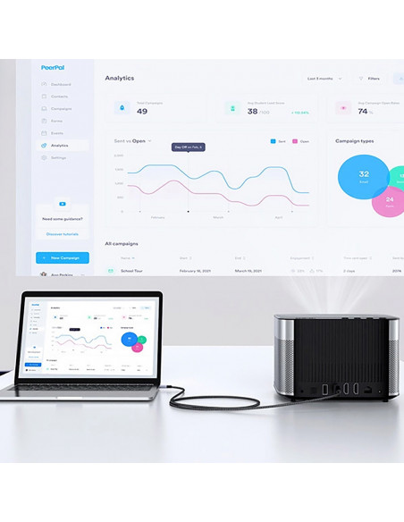 
Mikro HDMI kabelis - HDMI 2.1 8K 1 m - pilkas
