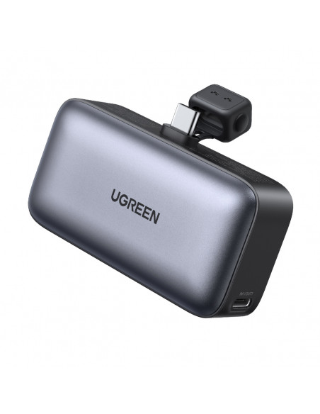 
5000mAh nešiojamas akumuliatorius su integruota USB-C (vyriškas / moteriškas) jungtimi – pilkas
