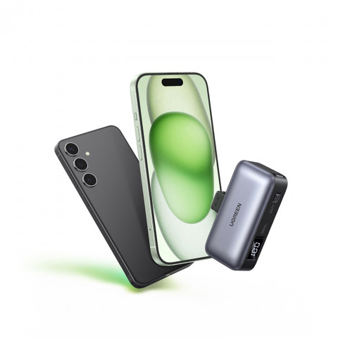 
5000mAh nešiojamas akumuliatorius su integruota USB-C (vyriškas / moteriškas) jungtimi – pilkas
