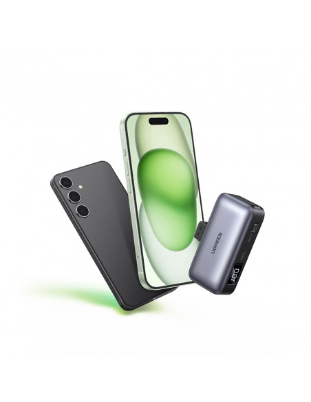 
5000mAh nešiojamas akumuliatorius su integruota USB-C (vyriškas / moteriškas) jungtimi – pilkas
