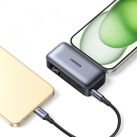 
5000mAh nešiojamas akumuliatorius su integruota USB-C (vyriškas / moteriškas) jungtimi – pilkas
