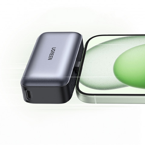 
5000mAh nešiojamas akumuliatorius su integruota USB-C (vyriškas / moteriškas) jungtimi – pilkas
