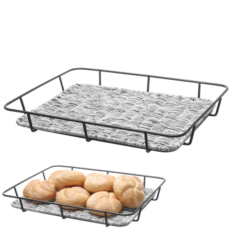 Krepšinis duonos padėklas su nerūdijančio plieno rėmu pilkas melanžas 400x300x50 mm - Hendi 426524 Krepšinis duonos padėklas su nerūdijančio plieno rėmu pilkas melanžas 400x300x50 mm - Hendi 426524