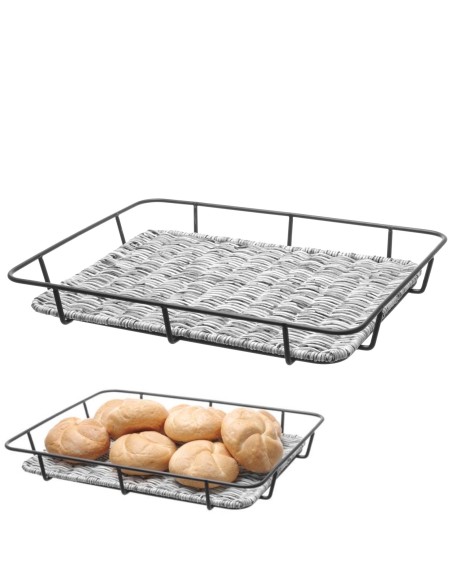 Krepšinis duonos padėklas su nerūdijančio plieno rėmu pilkas melanžas 400x300x50 mm - Hendi 426524 Krepšinis duonos padėklas su nerūdijančio plieno rėmu pilkas melanžas 400x300x50 mm - Hendi 426524
